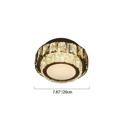 Lustre Plafonnier LED en Fer avec Cristal à Motif Rond Moderne de Luxe pour Salon 