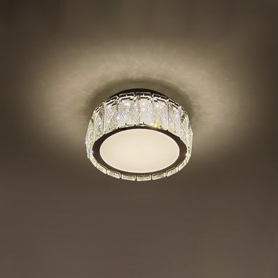 Lustre Plafonnier LED en Fer avec Cristal à Motif Rond Moderne de Luxe pour Salon 