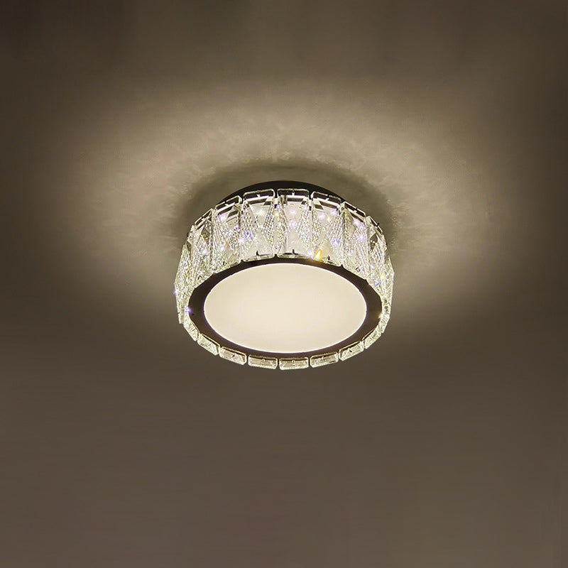 Lustre Plafonnier LED en Fer avec Cristal à Motif Rond Moderne de Luxe pour Salon 