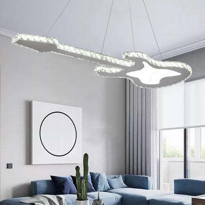 Modern Luxury Guitar Shape Crystal Stainless Steel LED Chandelier For Living Room