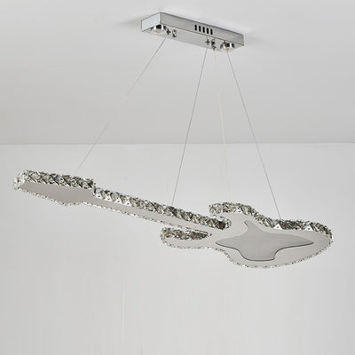 Modern Luxury Guitar Shape Crystal Stainless Steel LED Chandelier For Living Room