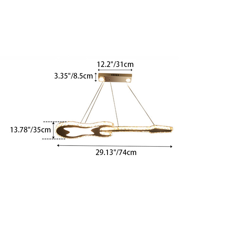 Modern Luxury Guitar Shape Crystal Stainless Steel LED Chandelier For Living Room
