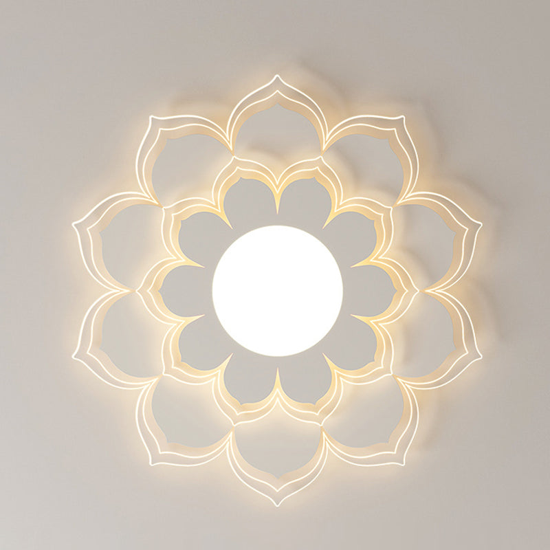 Modern Minimalist Flower Round Acrylic Iron LED Flush Mount Ceiling Light For Living Room