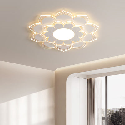 Modern Minimalist Flower Round Acrylic Iron LED Flush Mount Ceiling Light For Living Room