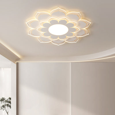 Modern Minimalist Flower Round Acrylic Iron LED Flush Mount Ceiling Light For Living Room