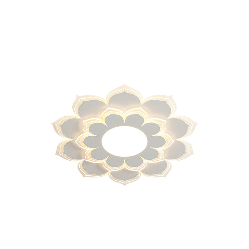 Modern Minimalist Flower Round Acrylic Iron LED Flush Mount Ceiling Light For Living Room