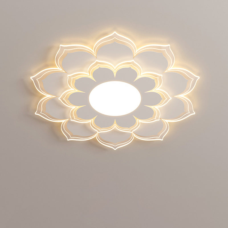 Modern Minimalist Flower Round Acrylic Iron LED Flush Mount Ceiling Light For Living Room