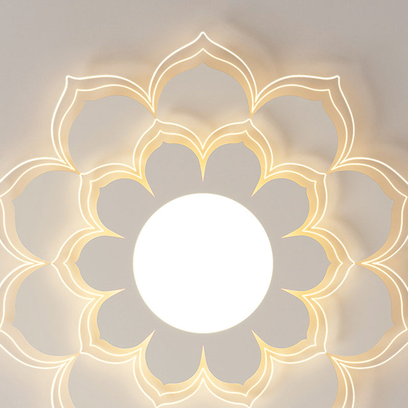 Modern Minimalist Flower Round Acrylic Iron LED Flush Mount Ceiling Light For Living Room