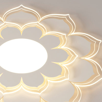 Modern Minimalist Flower Round Acrylic Iron LED Flush Mount Ceiling Light For Living Room