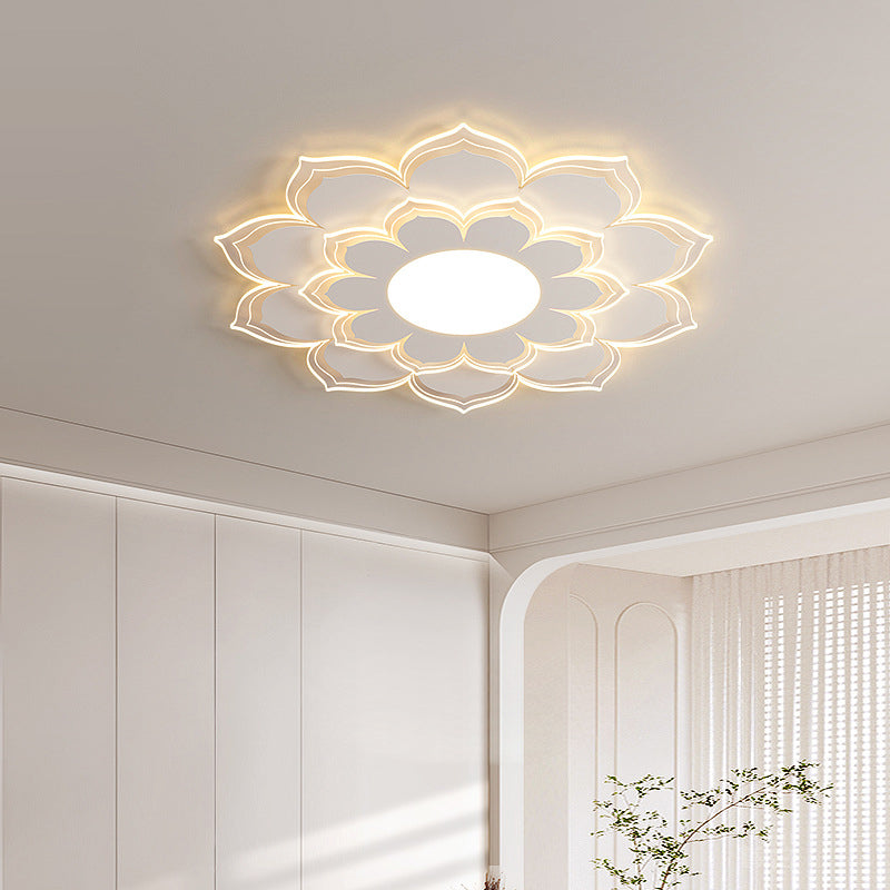 Modern Minimalist Flower Round Acrylic Iron LED Flush Mount Ceiling Light For Living Room