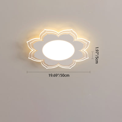Modern Minimalist Flower Round Acrylic Iron LED Flush Mount Ceiling Light For Living Room