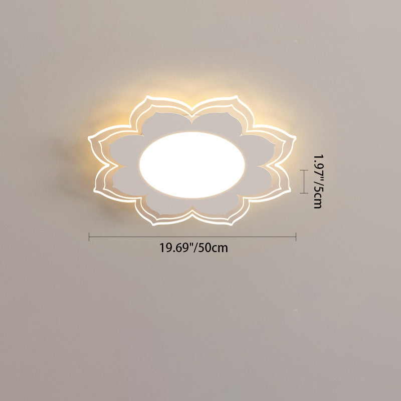 Modern Minimalist Flower Round Acrylic Iron LED Flush Mount Ceiling Light For Living Room