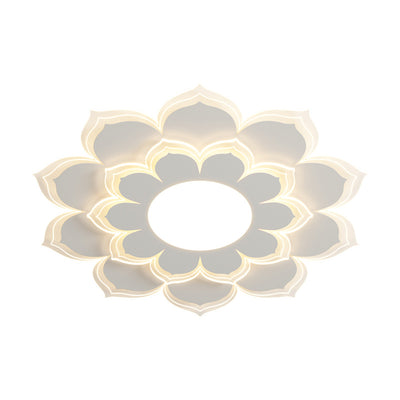 Modern Minimalist Flower Round Acrylic Iron LED Flush Mount Ceiling Light For Living Room