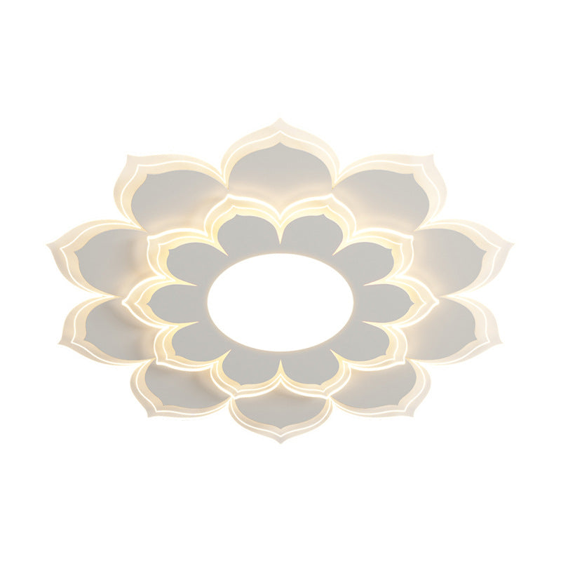 Modern Minimalist Flower Round Acrylic Iron LED Flush Mount Ceiling Light For Living Room