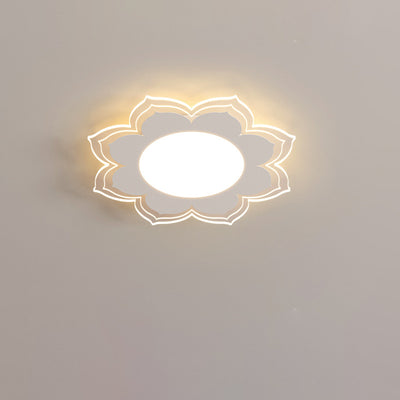 Modern Minimalist Flower Round Acrylic Iron LED Flush Mount Ceiling Light For Living Room
