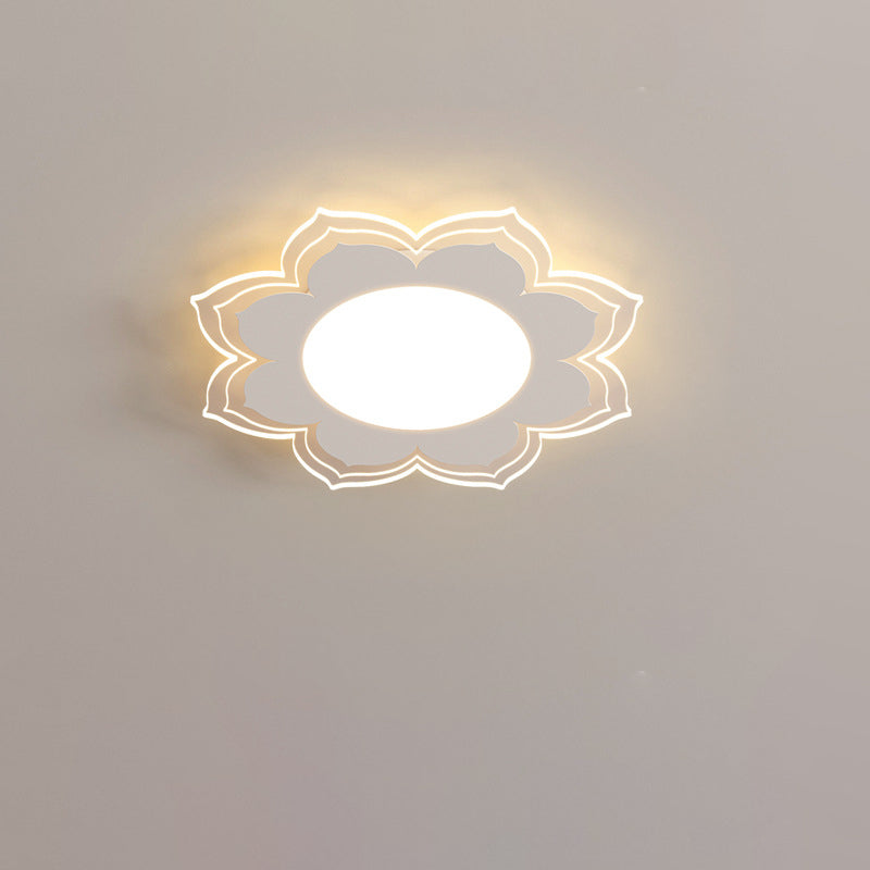Modern Minimalist Flower Round Acrylic Iron LED Flush Mount Ceiling Light For Living Room