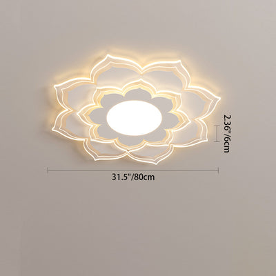 Modern Minimalist Flower Round Acrylic Iron LED Flush Mount Ceiling Light For Living Room