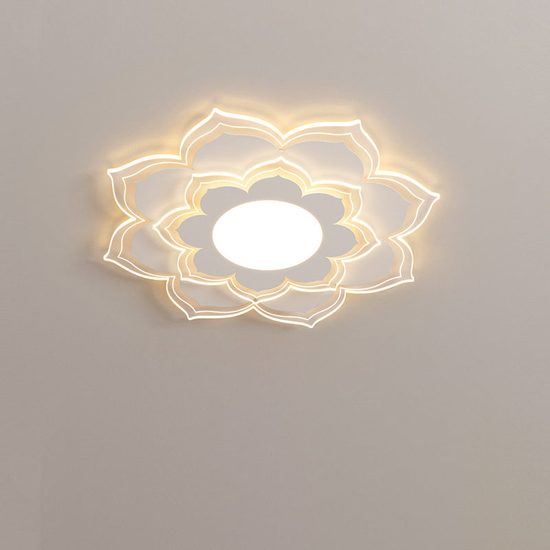Modern Minimalist Flower Round Acrylic Iron LED Flush Mount Ceiling Light For Living Room