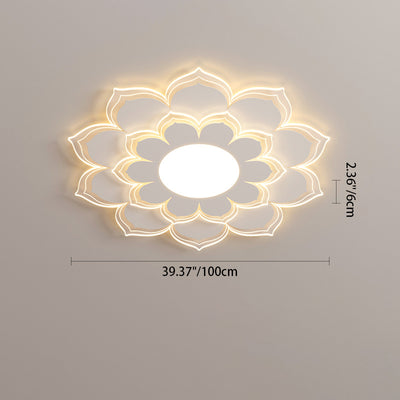 Modern Minimalist Flower Round Acrylic Iron LED Flush Mount Ceiling Light For Living Room