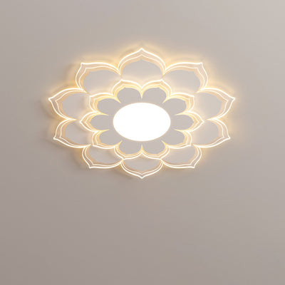 Modern Minimalist Flower Round Acrylic Iron LED Flush Mount Ceiling Light For Living Room