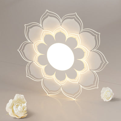 Modern Minimalist Flower Round Acrylic Iron LED Flush Mount Ceiling Light For Living Room