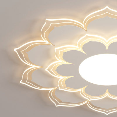 Modern Minimalist Flower Round Acrylic Iron LED Flush Mount Ceiling Light For Living Room