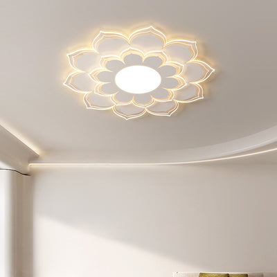 Modern Minimalist Flower Round Acrylic Iron LED Flush Mount Ceiling Light For Living Room