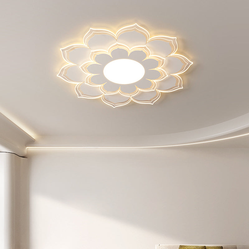 Modern Minimalist Flower Round Acrylic Iron LED Flush Mount Ceiling Light For Living Room