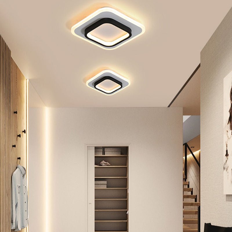 Luz de techo empotrada LED de hierro acrílico cuadrada redonda de simplicidad moderna para sala de estar 
