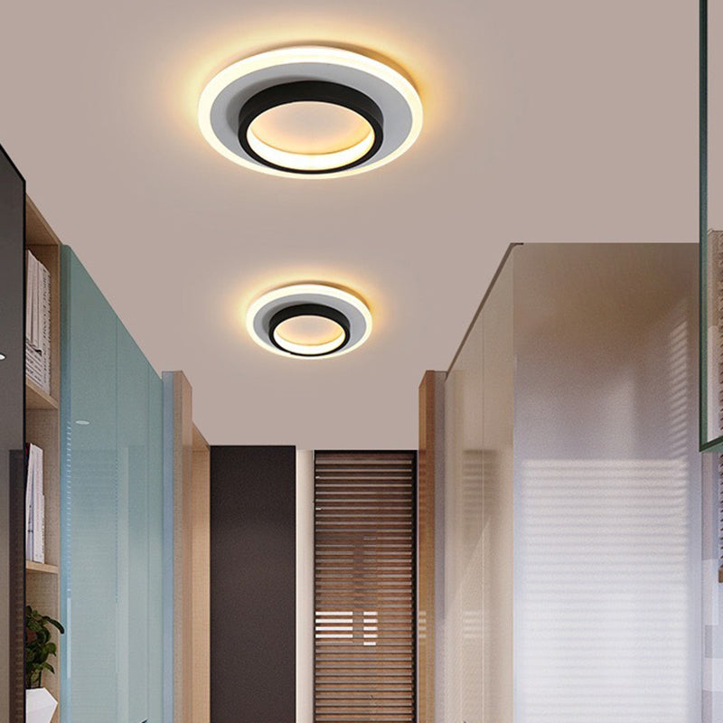 Luz de techo empotrada LED de hierro acrílico cuadrada redonda de simplicidad moderna para sala de estar 
