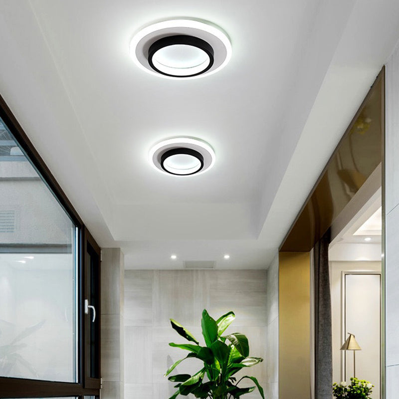 Luz de techo empotrada LED de hierro acrílico cuadrada redonda de simplicidad moderna para sala de estar 