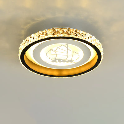 Luz de techo LED de montaje empotrado de acrílico y hierro con patrón cuadrado redondo creativo contemporáneo para sala de estar 