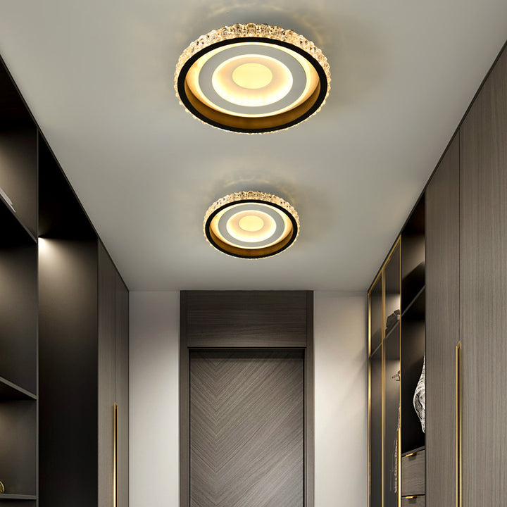 Zeitgenössische kreative runde quadratische Muster Acryl Eisen LED Deckenleuchte für Wohnzimmer 