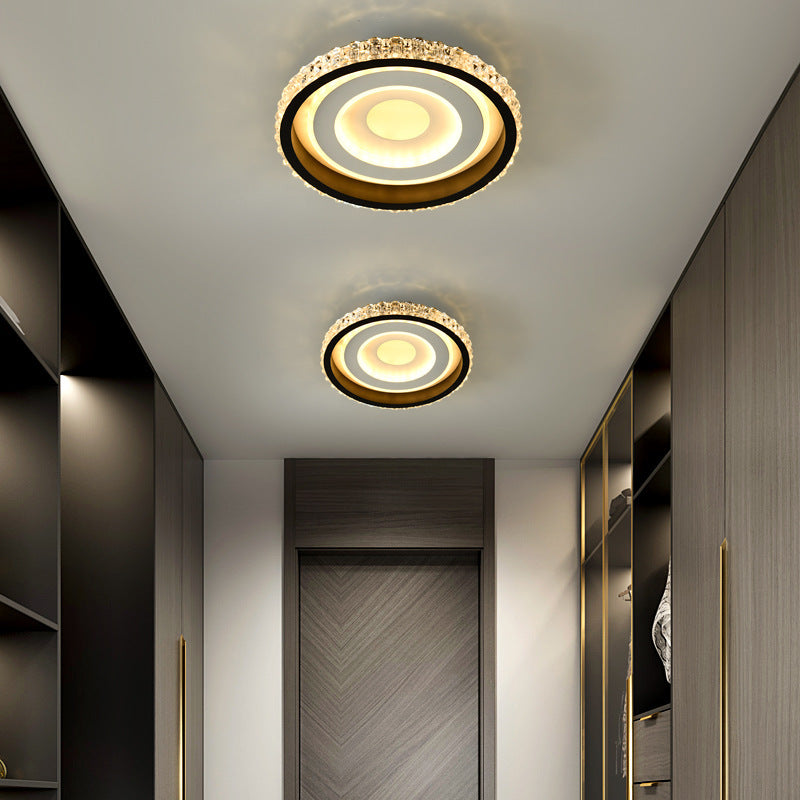 Luz de techo LED de montaje empotrado de acrílico y hierro con patrón cuadrado redondo creativo contemporáneo para sala de estar 