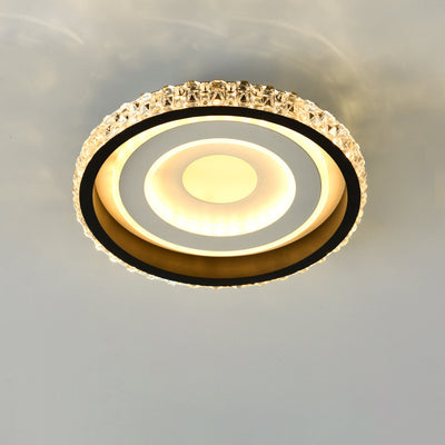 Luz de techo LED de montaje empotrado de acrílico y hierro con patrón cuadrado redondo creativo contemporáneo para sala de estar 