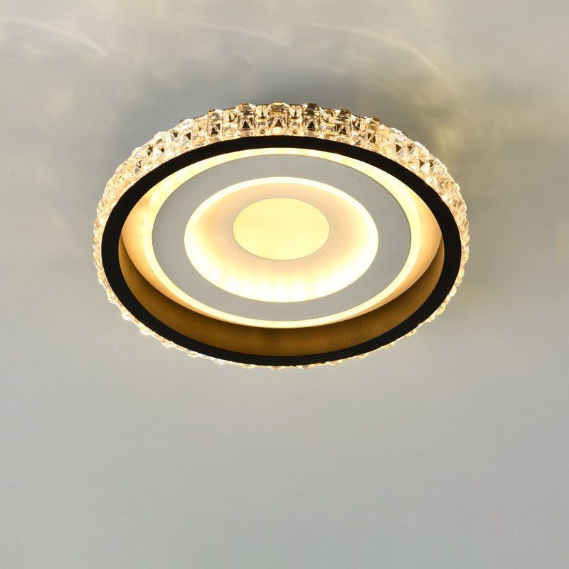 Luz de techo LED de montaje empotrado de acrílico y hierro con patrón cuadrado redondo creativo contemporáneo para sala de estar 
