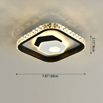 Luz de techo LED de montaje empotrado de acrílico y hierro con patrón cuadrado redondo creativo contemporáneo para sala de estar 