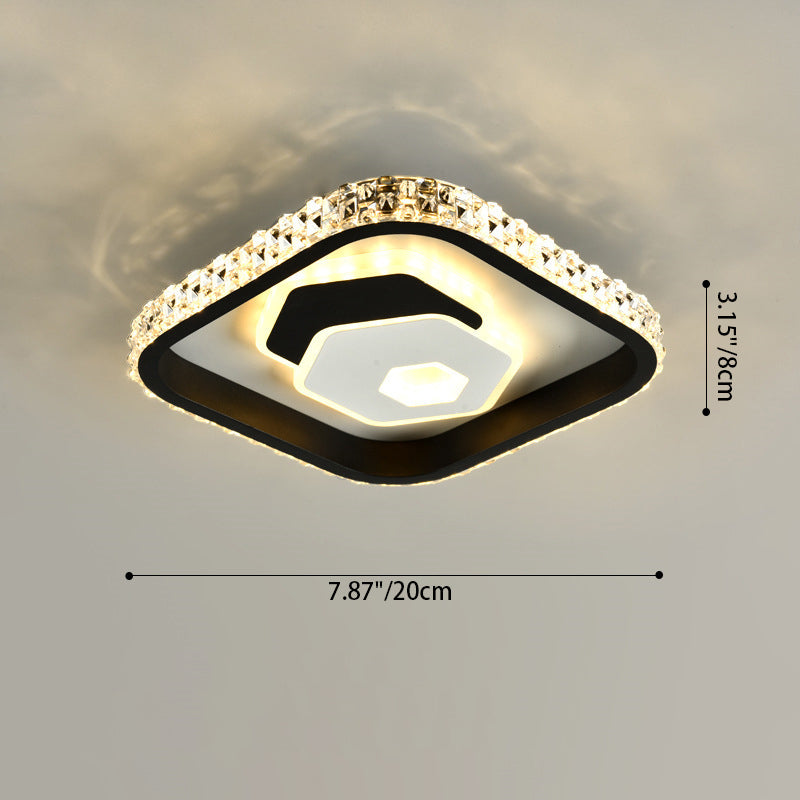 Luz de techo LED de montaje empotrado de acrílico y hierro con patrón cuadrado redondo creativo contemporáneo para sala de estar 