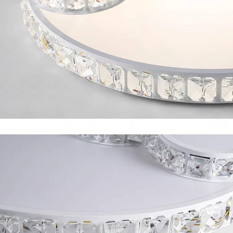 Lustre encastré moderne en fer à LED avec cristal concentrique en forme d&