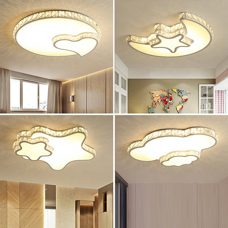 Lustre encastré moderne en fer à LED avec cristal concentrique en forme d&