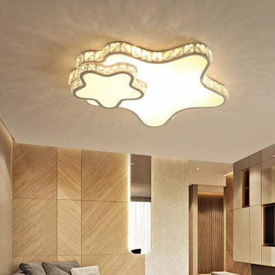 Lustre encastré moderne en fer à LED avec cristal concentrique en forme d'étoile de nuage de luxe moderne pour salon 