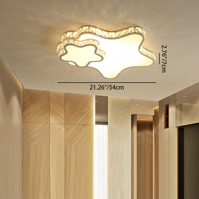 Lustre encastré moderne en fer à LED avec cristal concentrique en forme d'étoile de nuage de luxe moderne pour salon 