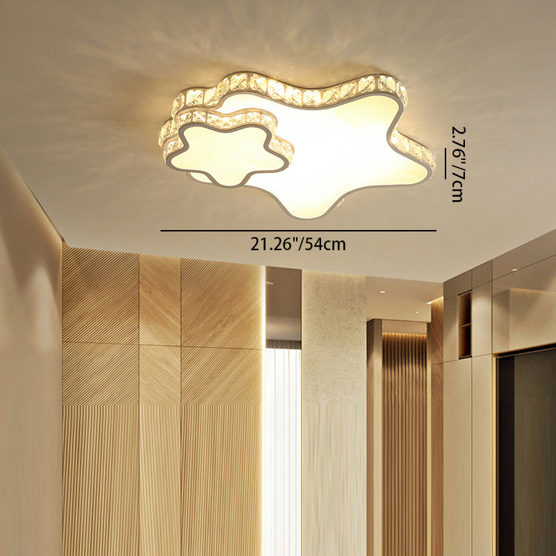 Lustre encastré moderne en fer à LED avec cristal concentrique en forme d&