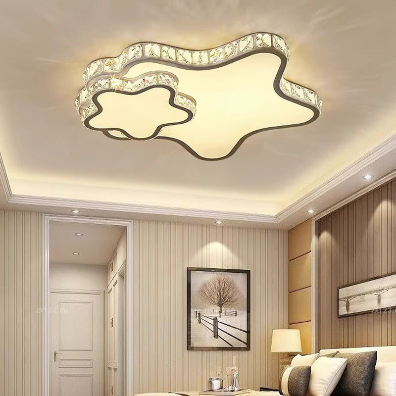 Lustre encastré moderne en fer à LED avec cristal concentrique en forme d&