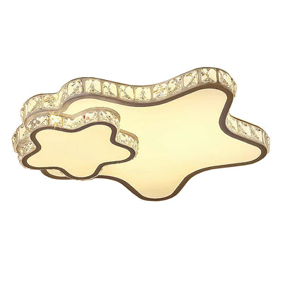 Lustre encastré moderne en fer à LED avec cristal concentrique en forme d'étoile de nuage de luxe moderne pour salon 