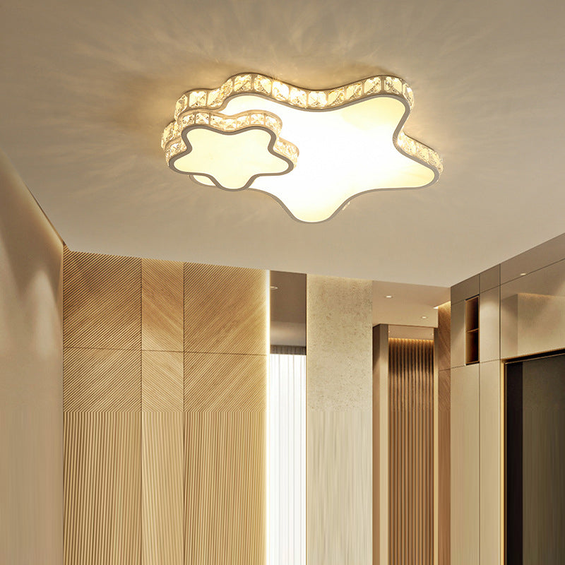 Lustre encastré moderne en fer à LED avec cristal concentrique en forme d&