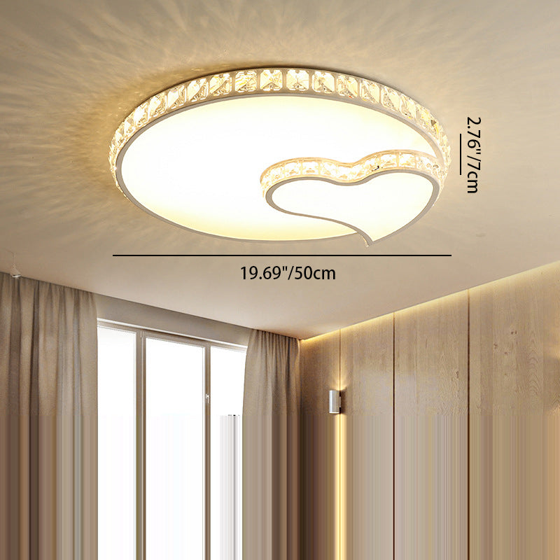 Lustre encastré moderne en fer à LED avec cristal concentrique en forme d&