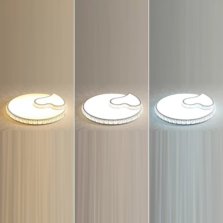 Modern Luxury Cloud Star Crescent Concentric Crystal Iron LED Flush Mount Ceiling Light For Living Room