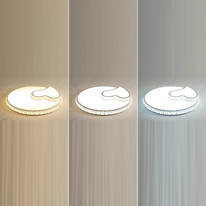 Lustre encastré moderne en fer à LED avec cristal concentrique en forme d&
