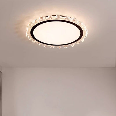 Modern Minimalist Round Cream Wave Acrylic Iron LED Flush Mount Ceiling Light For Living Room